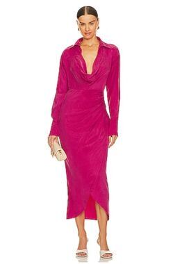 Sovere Atone Revolve Midi Shirt Dress in Magenta Size Small